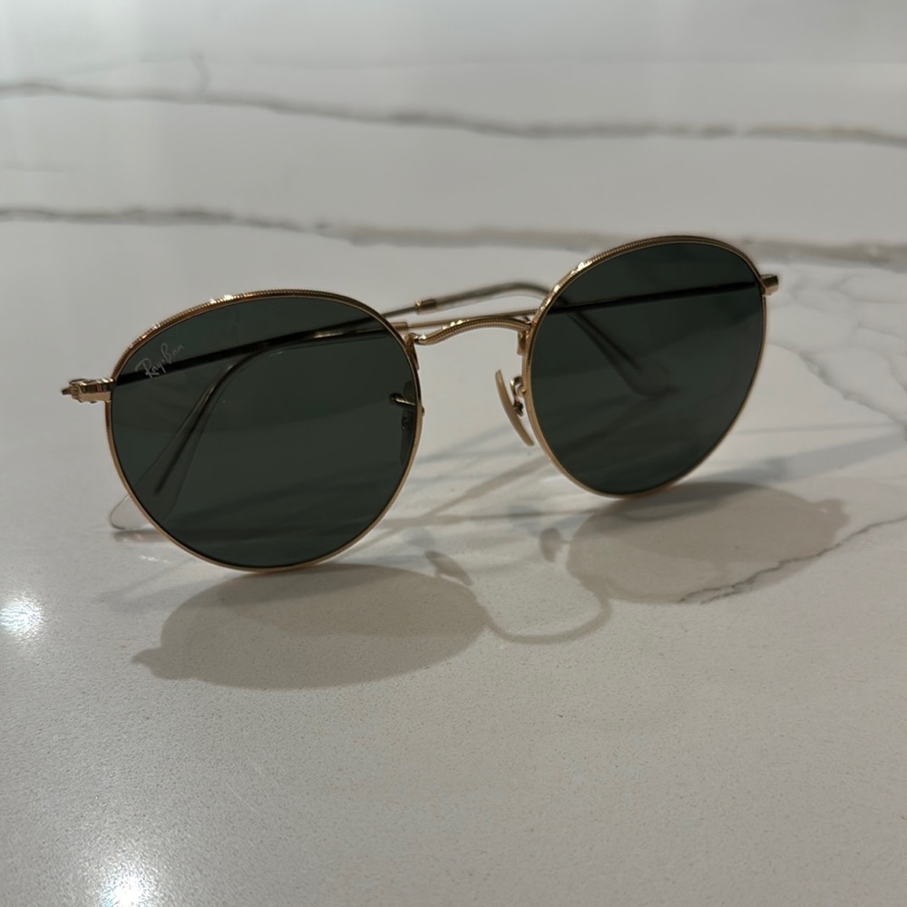 Ray-Ban Gold Green Classic Round Sunglasses
